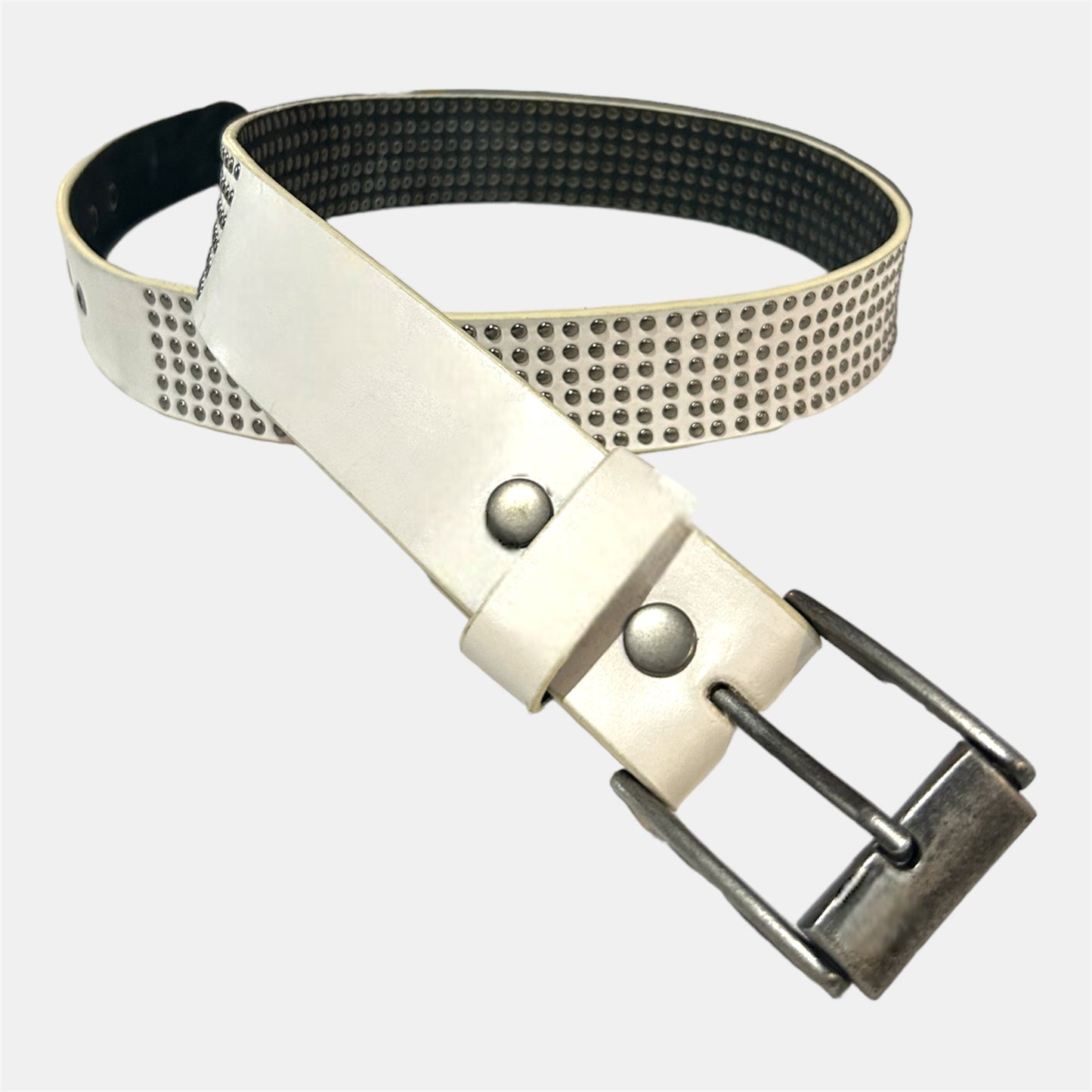 Cream White Belt With Silver Circle Studs