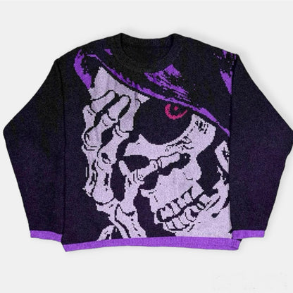 Reaper Eyes Y2K Knit Purple Sweater