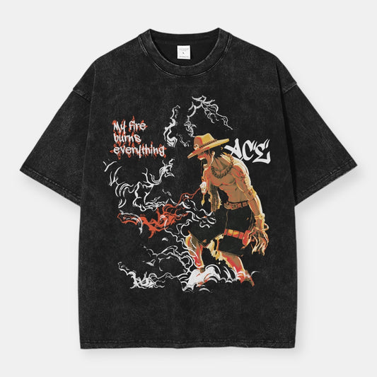 Fire Fist Ace Vintage Oversize T-Shirt