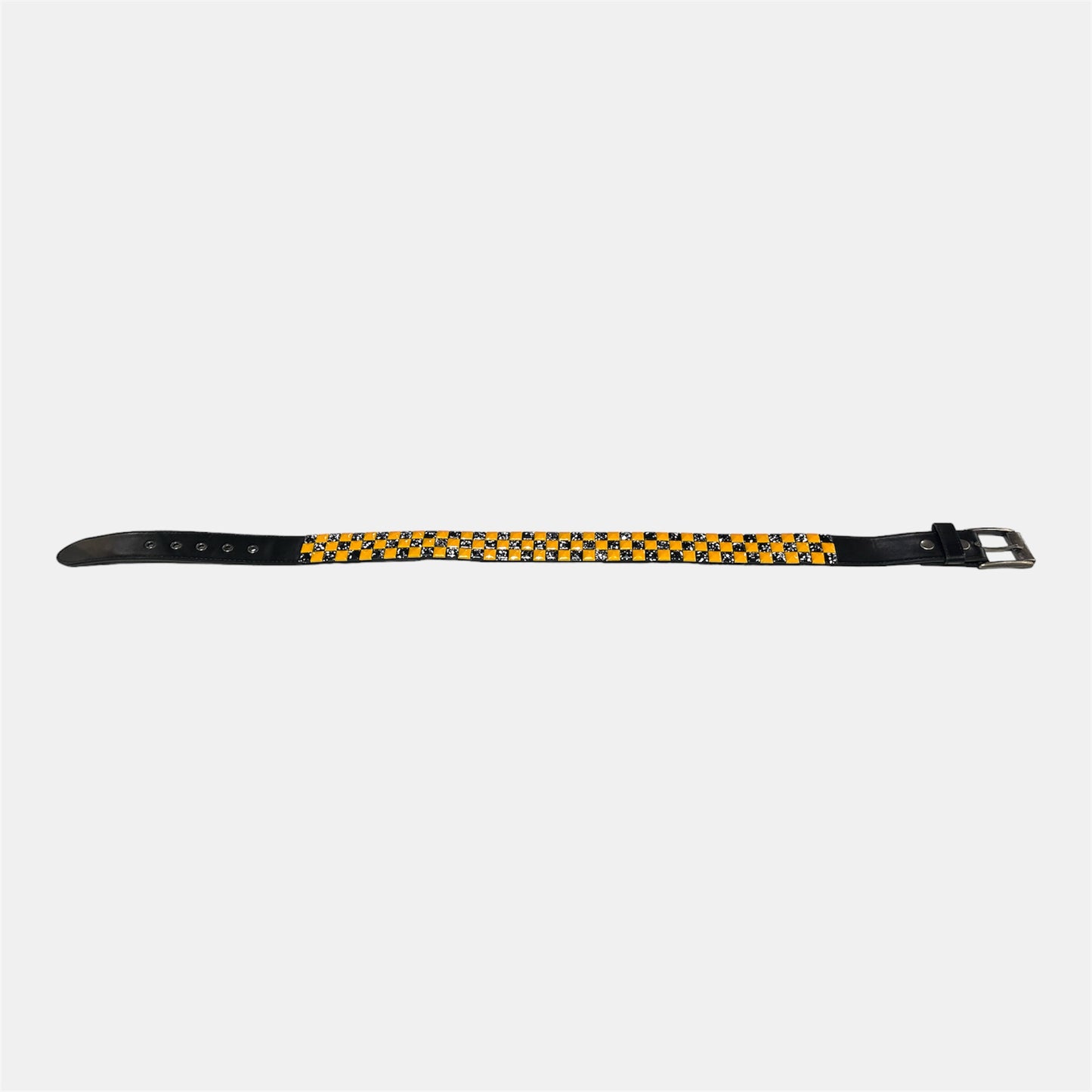 Honeycomb Orange and Black Splattered Studded Belt