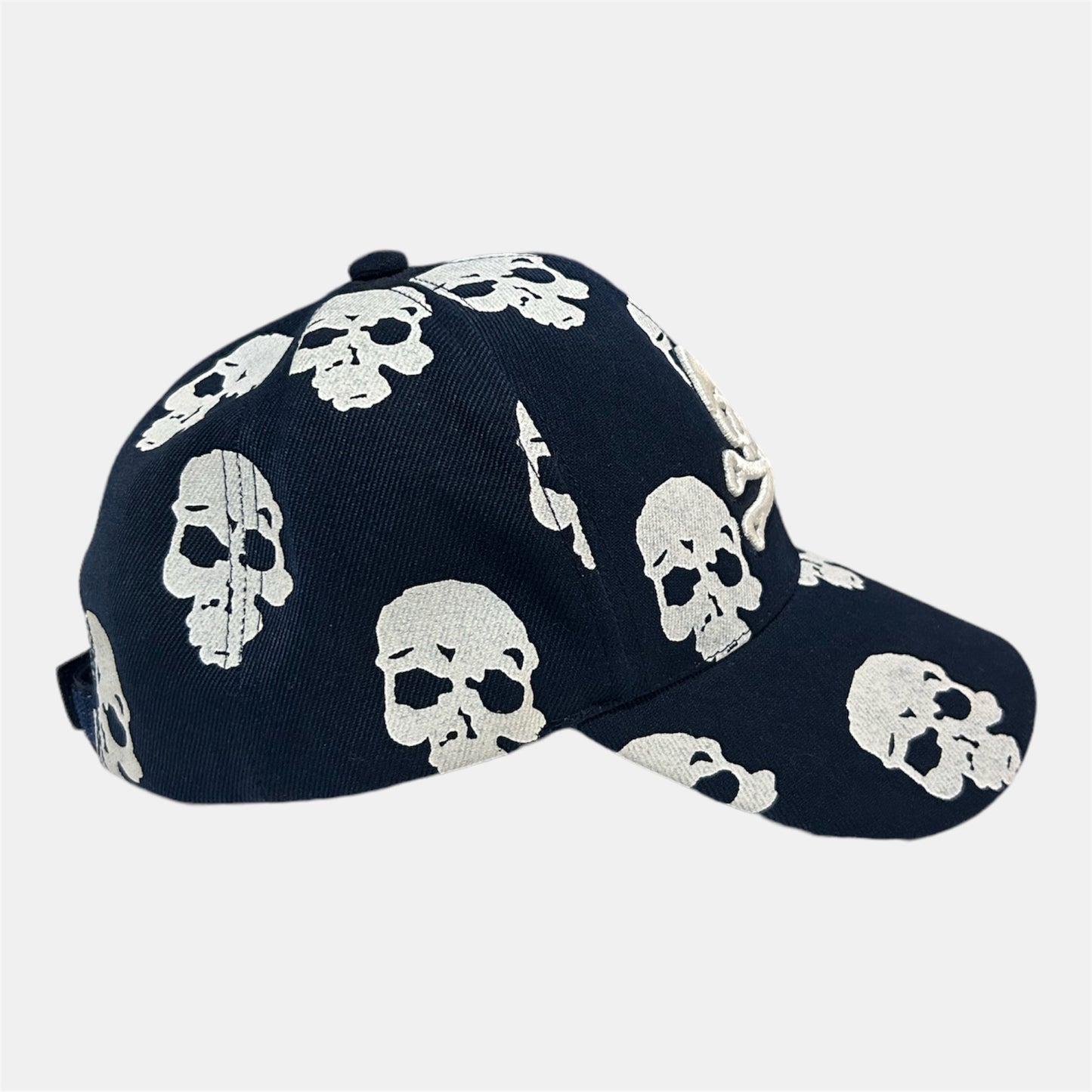 Navy Blue W/ Skulls Motif Cap