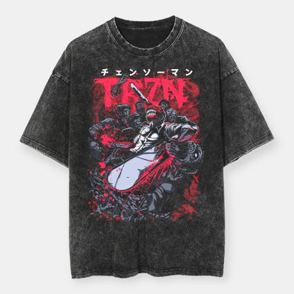 Chainsaw Man Blood Bath Vintage Oversize T-Shirt