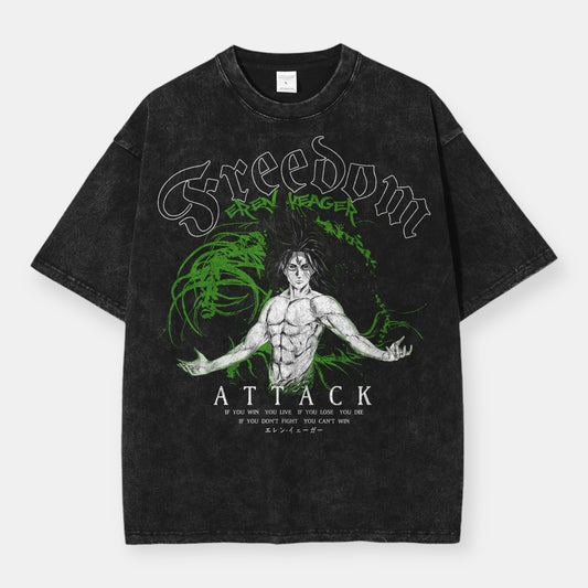 Essence Of Freedom Eren Yeager Vintage Oversize T-Shirt