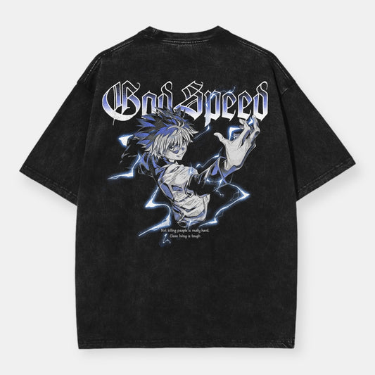 Extreme God Speed Killua 2 Sided Vintage Oversize T-Shirt