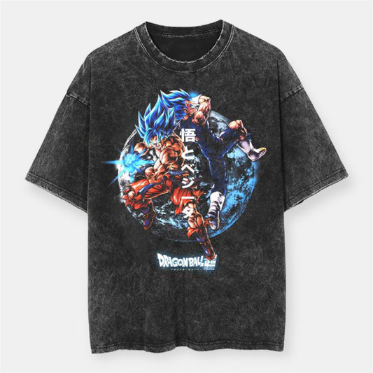 Blue Boys Goku And Vegeta Vintage Oversize T-Shirt