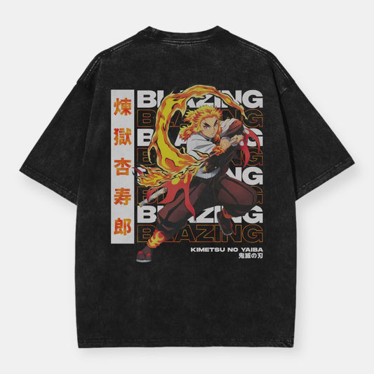 Rengoku Blazing Fury 2 Sided Vintage Oversize T-Shirt