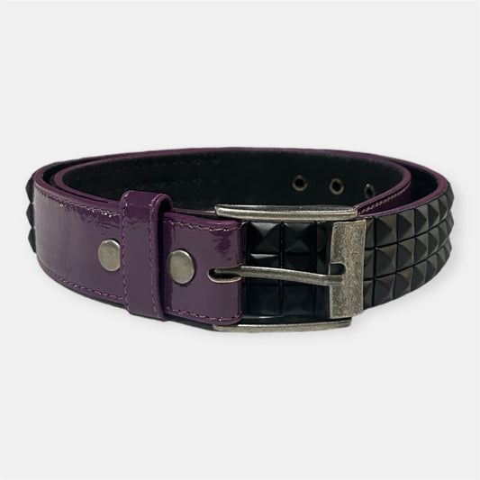 Raspberry Pyramid Studded Belt