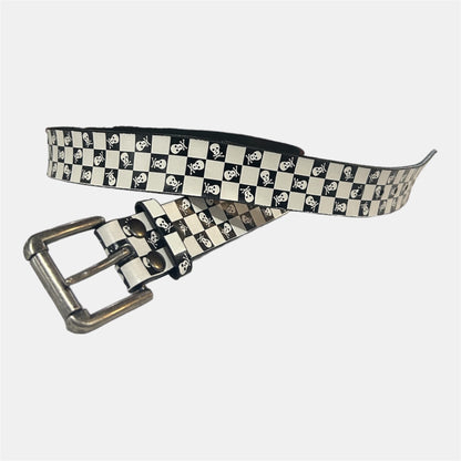 Checkered Skull Black and White Belt