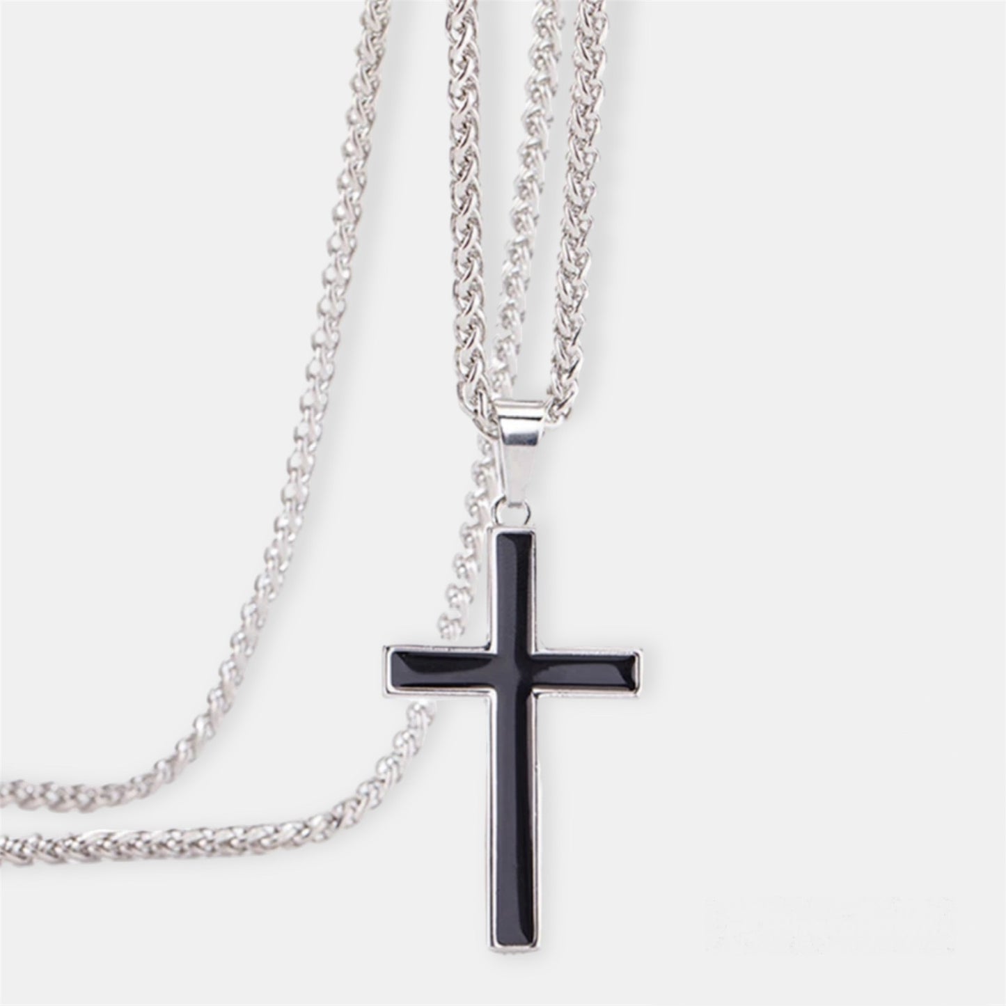 Black And Silver Cross Necklace