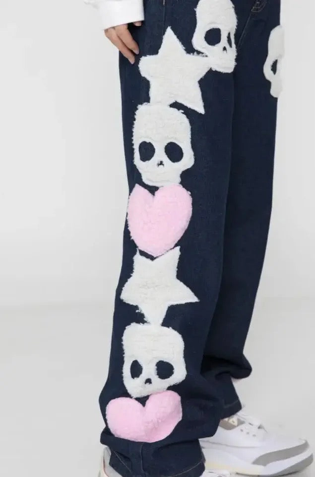 Denim Y2K Skulls And Stars