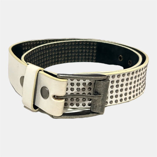 Cream White Belt With Silver Circle Studs