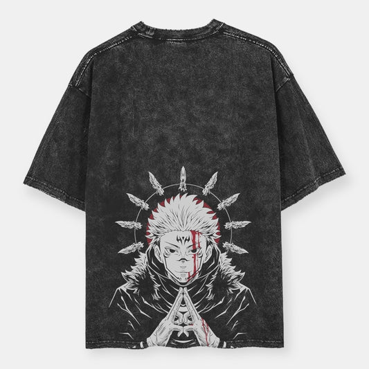 Sukuna 9 Fingers 2 Sided Vintage Oversize T-Shirt