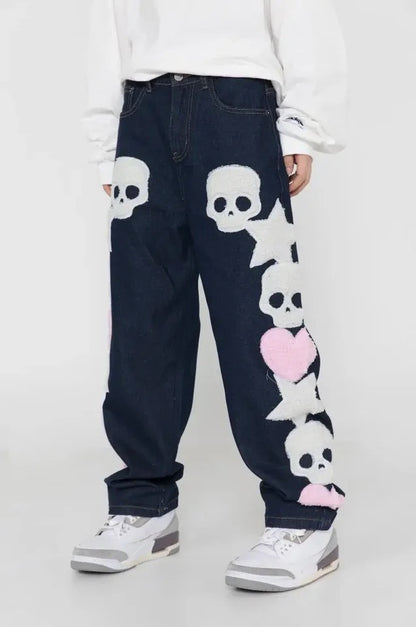 Denim Y2K Skulls And Stars