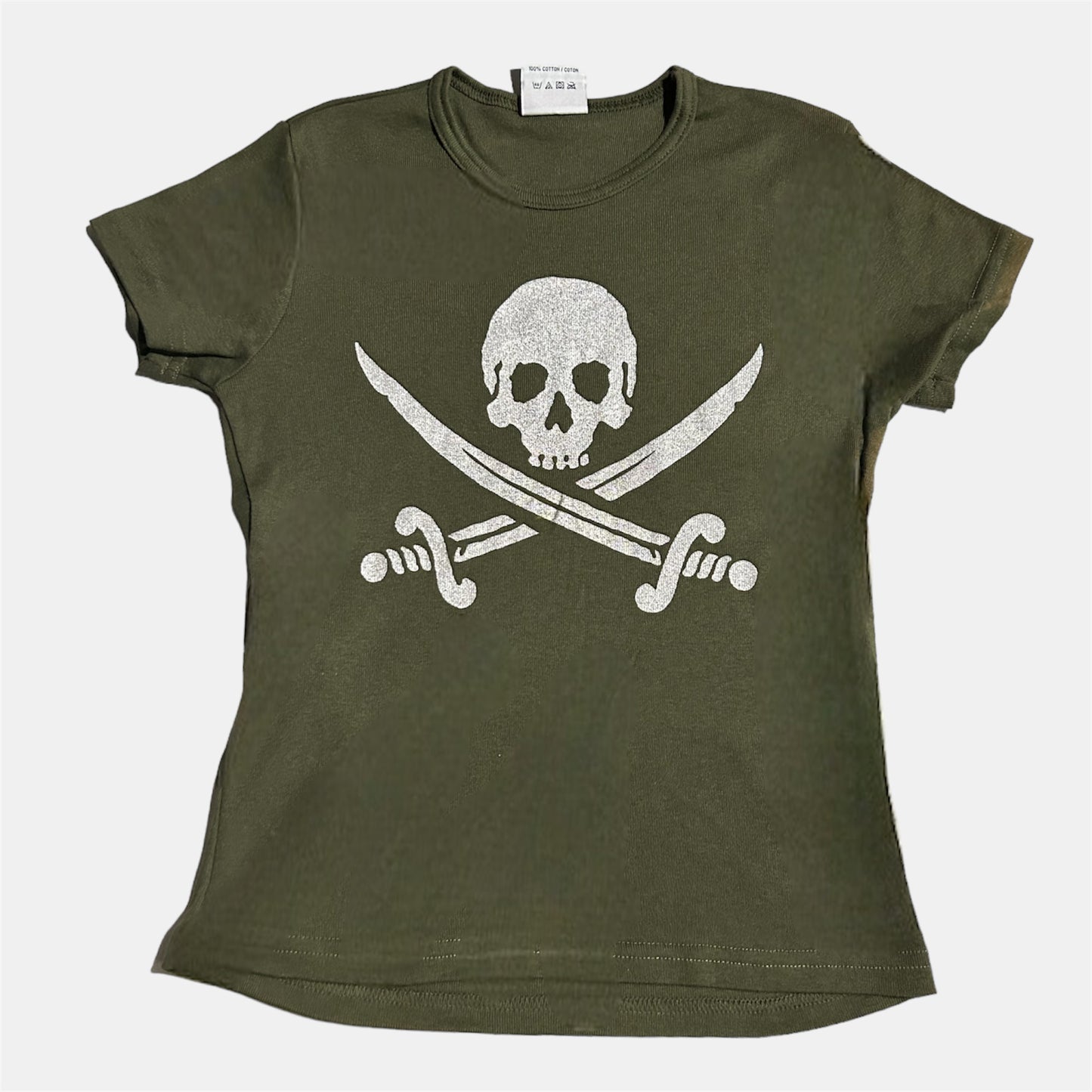 Vintage Pirate Olive Green Baby Tee