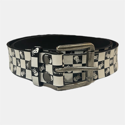 Checkered Skull Black and White Belt