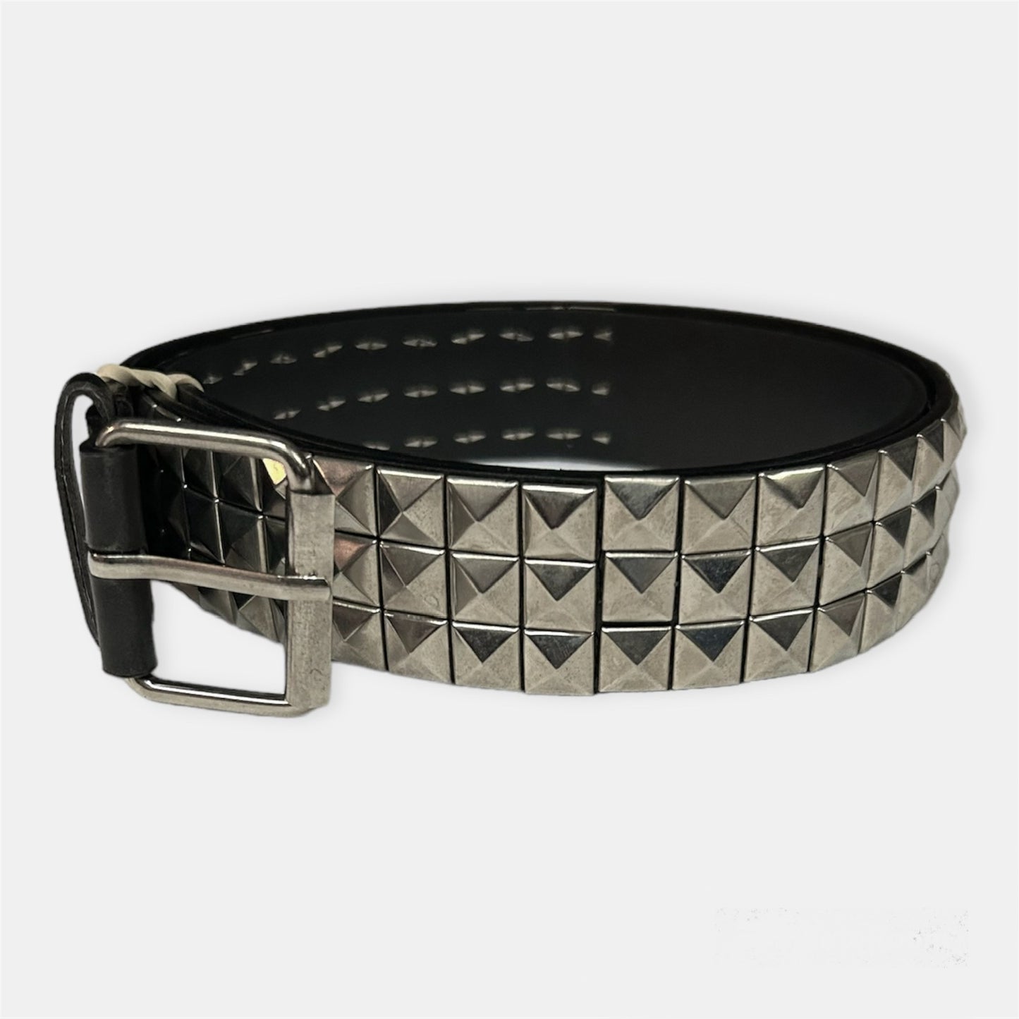 Black and Silver Pyramid Studs Belt