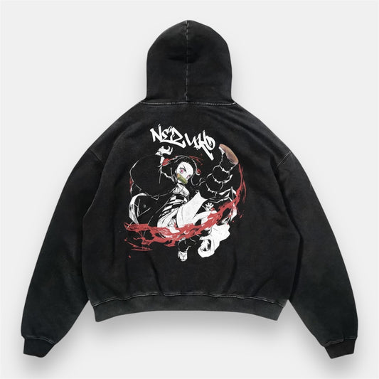 Demon Sister Nezuko 2 Sided Vintage Hoodie