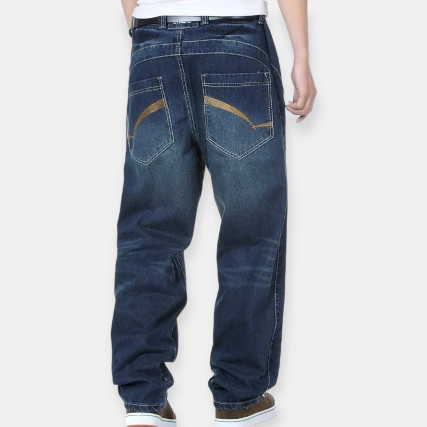 Baggy Embroidered Dark Blue Jeans