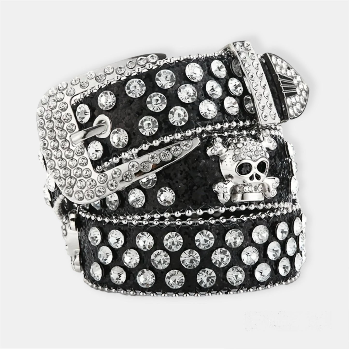 Silver And Black Skeleton Diamond Belt