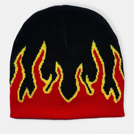 Black and Red Flames Beanie