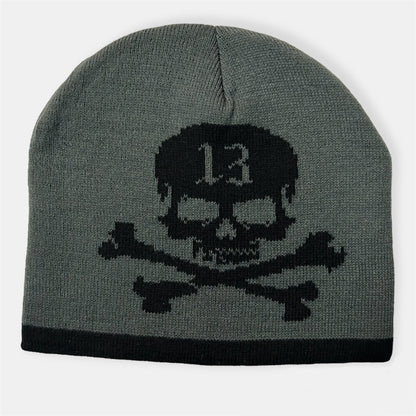 Skull 13 Grey Beanie