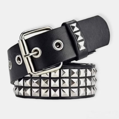 Pyramide Studded Black And Silver Belt