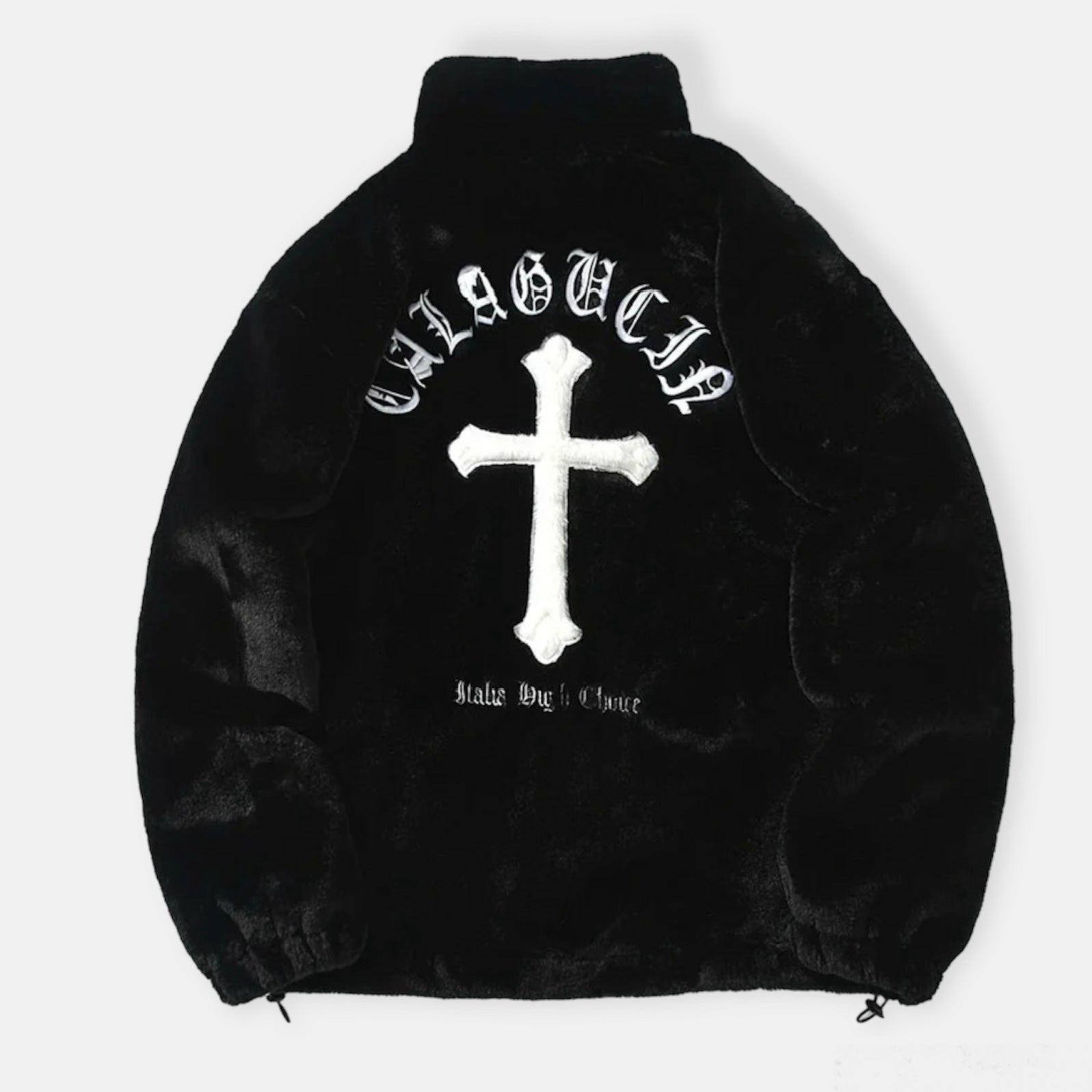 Cross Pattern Jacket Gothic Cross Jacket Black Fur – Lexxyy