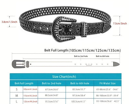 Y2K Black And Silver Diamond Belt