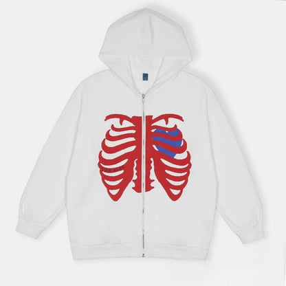 Verblee Skeleton White Hoodie