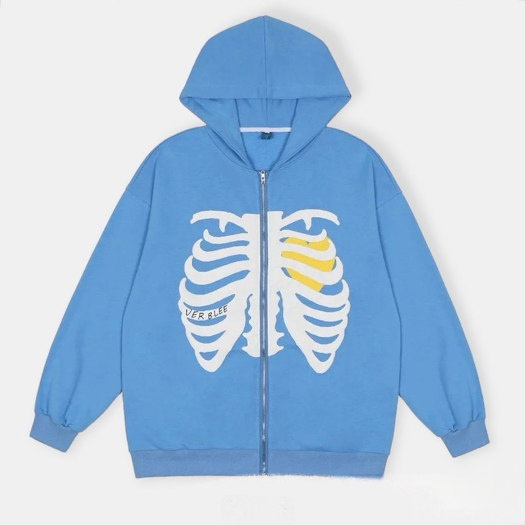 Verblee Skeleton Light Blue Hoodie