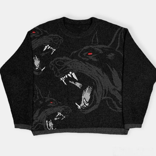 Dog Pack Knit Black Sweater