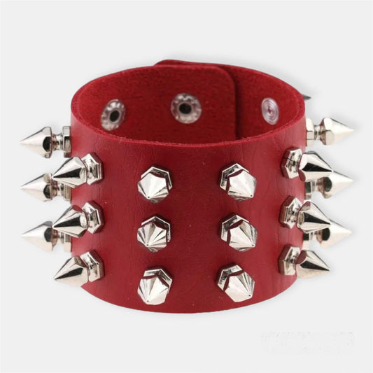 Red Spike Studs Bracelet