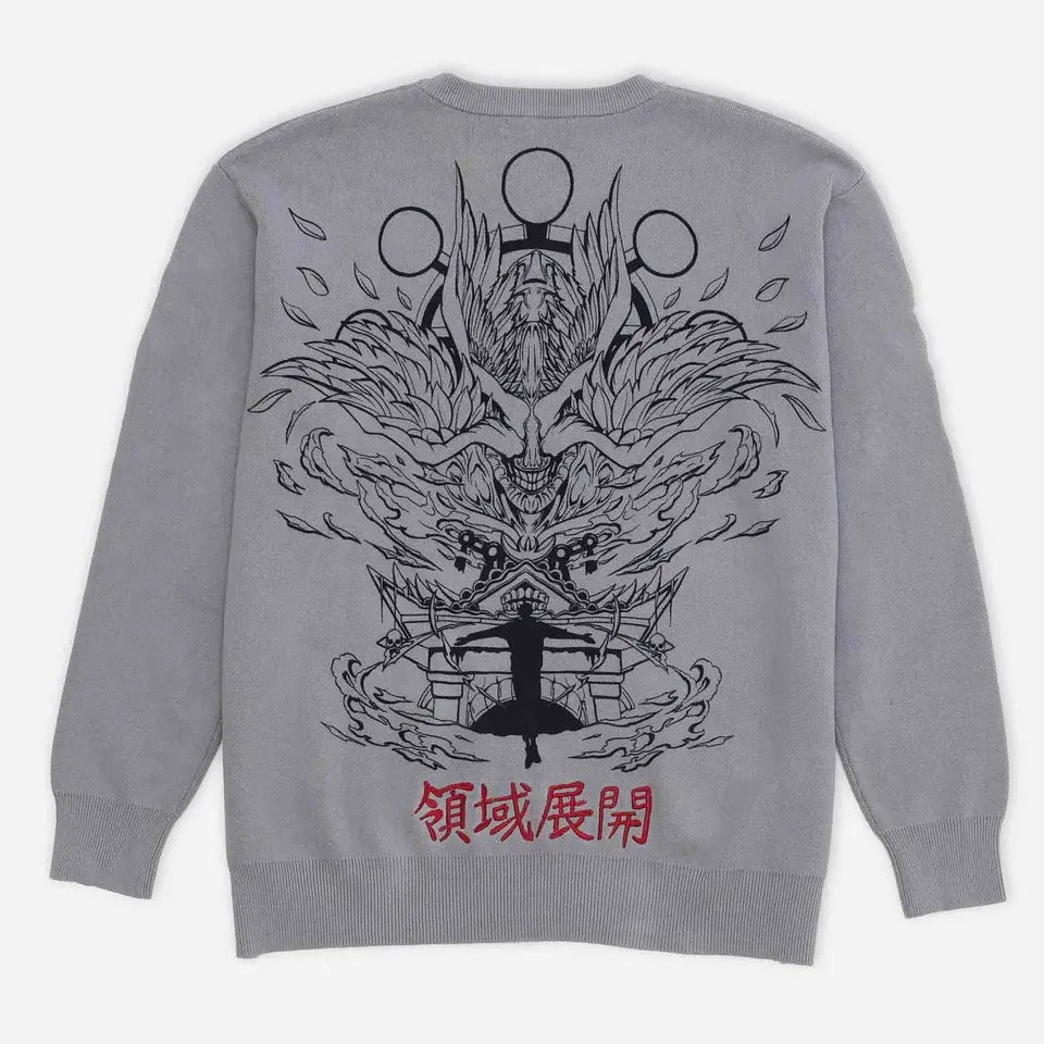 King Of Curses Sukuna Knit Grey Sweater