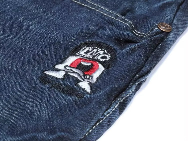 Baggy Embroidered Dark Blue Jeans