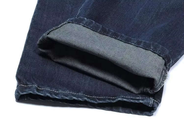 Baggy Embroidered Dark Blue Jeans