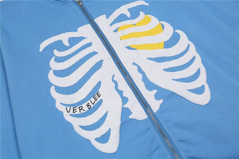 Verblee Skeleton Light Blue Hoodie