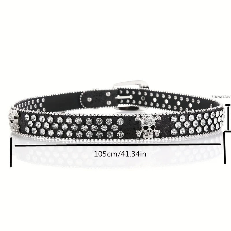 Silver And Black Skeleton Diamond Belt