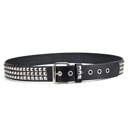 Pyramide Studded Black And Silver Belt