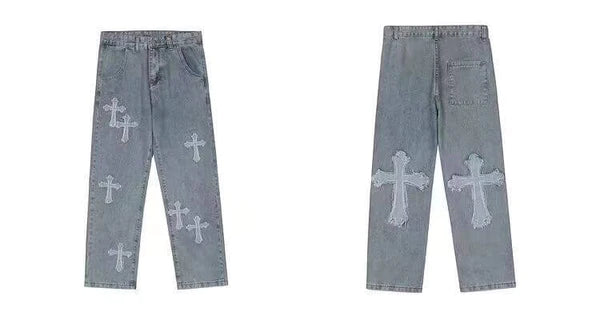 Denim Jeans With Crosses