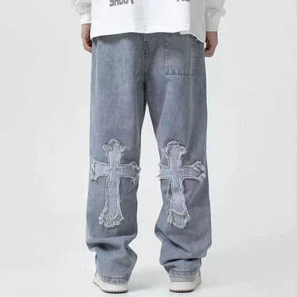 Denim Jeans With Crosses